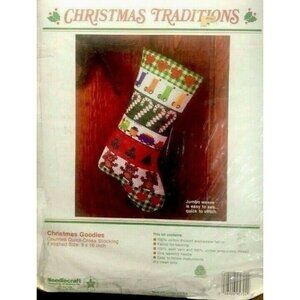 Christmas Traditions Needlecraft Counted Cross-Stitch Stocking Kit 8x16 Vintage